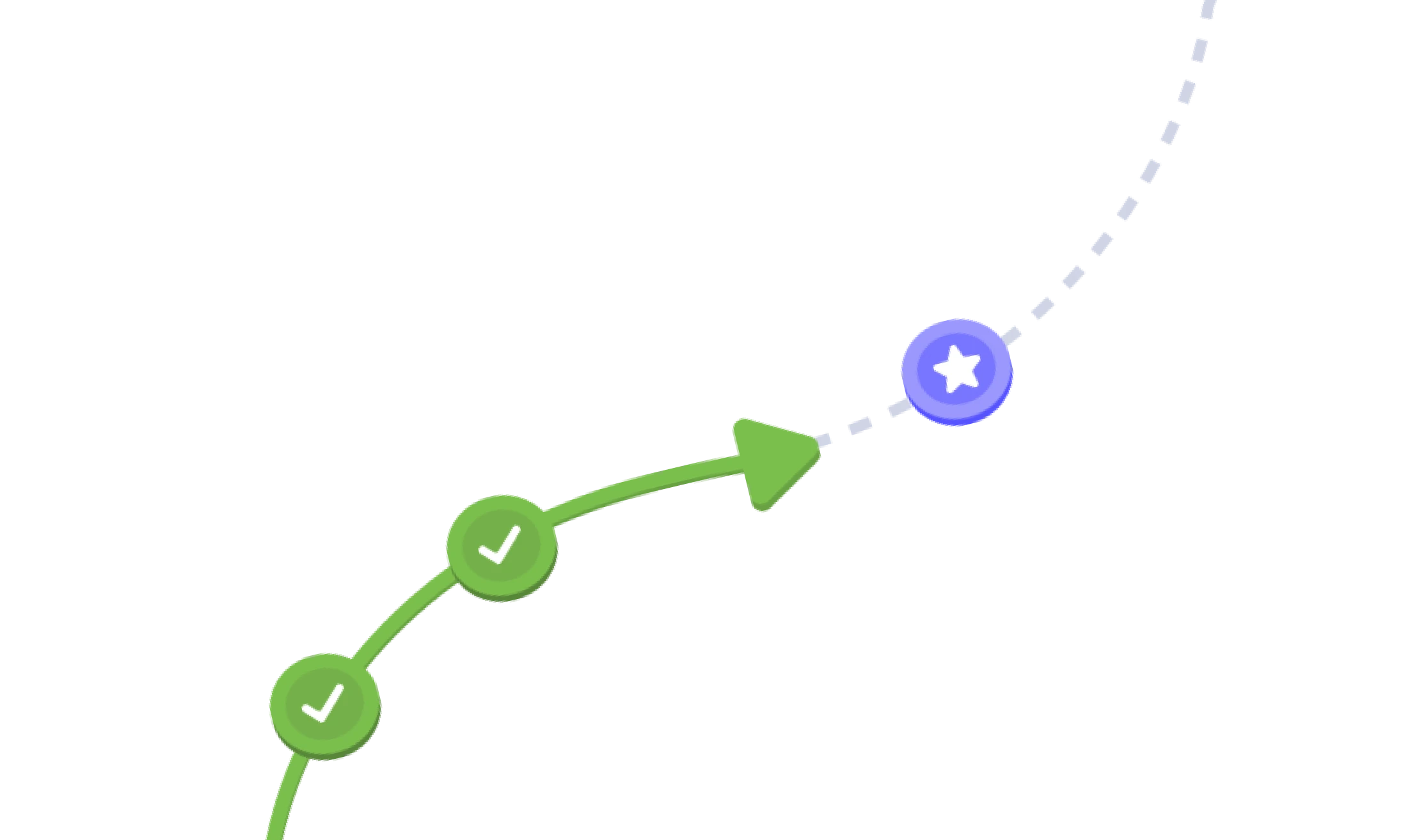 Illustration of a progress path with checkmarks leading to a goal represented by a star