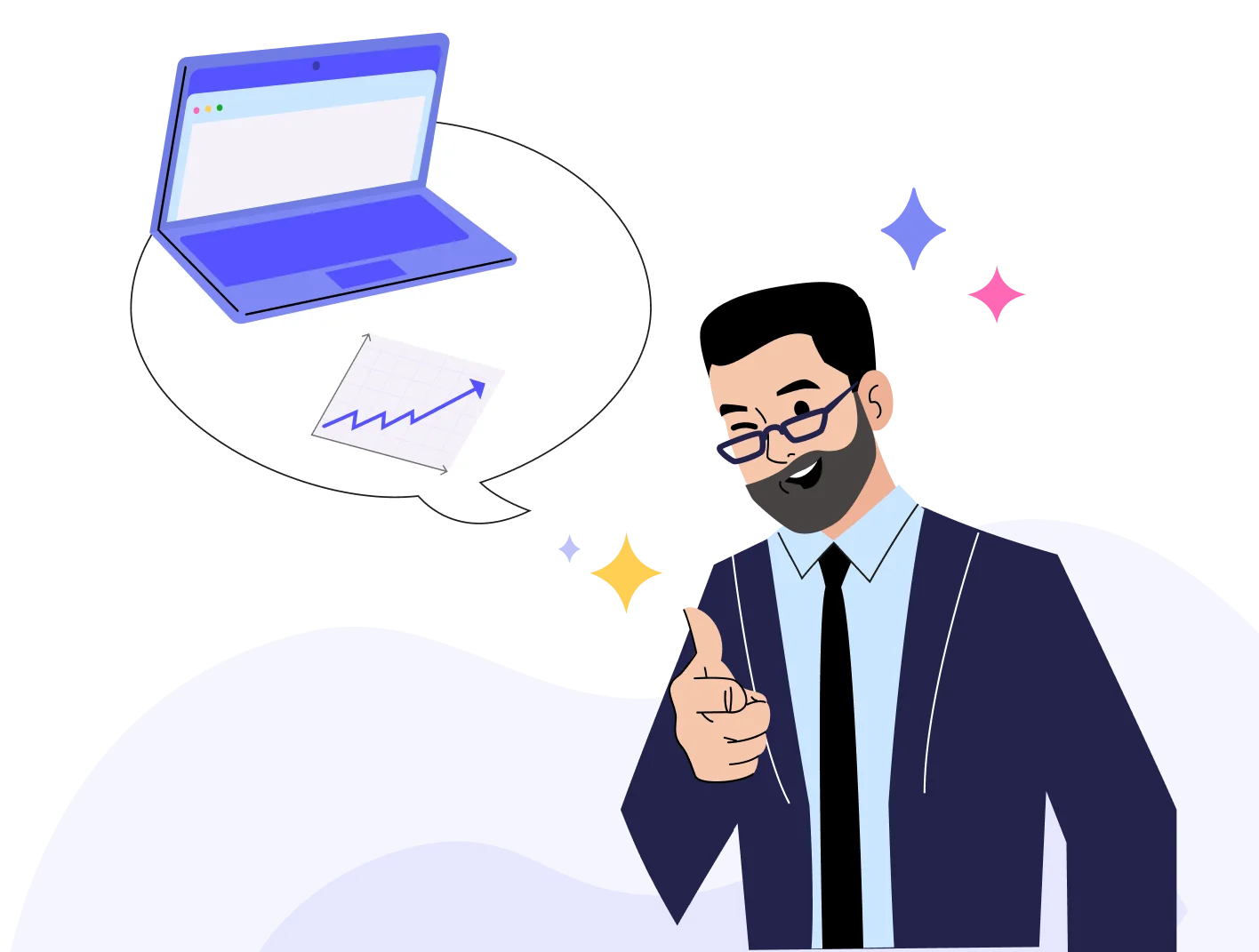 A drawing of a happy, successful investor